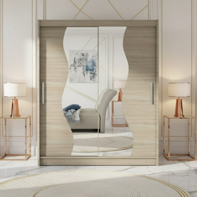 Westa S Sliding Door Wardrobe With Mirrors On The Fronts Sonoma from B&Q