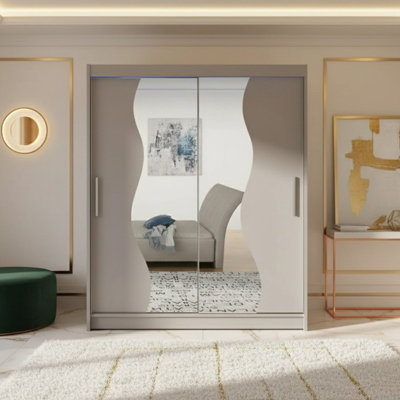 Westa S Sliding Door Wardrobe With Mirrors On The Fronts Cashmere With Rgb Led Lights from B&Q