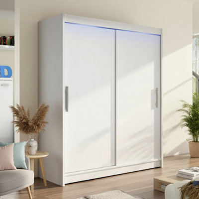 Galeria Wardrobe With Sliding Doors And Led Lighting 150Cm White from B&Q