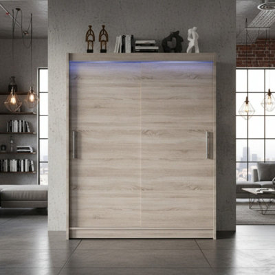 Galeria Wardrobe With Sliding Doors And Led Lighting 150Cm Truffle from B&Q