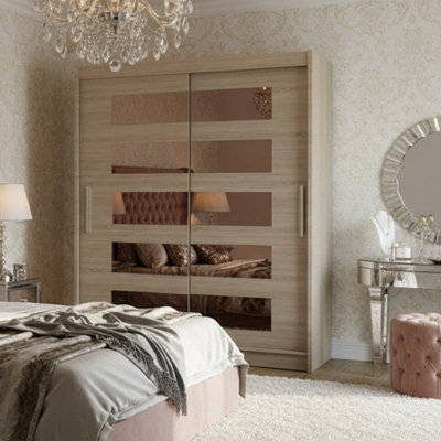 Westa V 150Cm Sliding Wardrobe With Mirrors Sonoma from B&Q