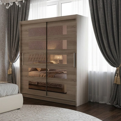 Westa V 150Cm Sliding Wardrobe With Mirrors Truffle from B&Q