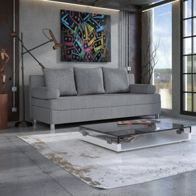 Dover Sofa Bed With Fold Out Sleeping Function Storage Upholstered Modern Design Includes Cushions Grey from B&Q