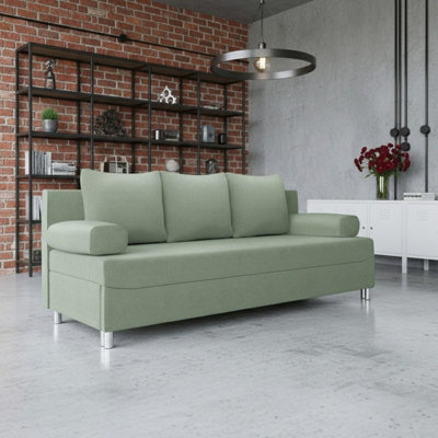 Dover Sofa Bed With Fold Out Sleeping Function Storage Upholstered Modern Design Includes Cushions Mint from B&Q