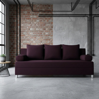 Dover Sofa Bed With Fold Out Sleeping Function Storage Upholstered Modern Design Includes Cushions Purple from B&Q