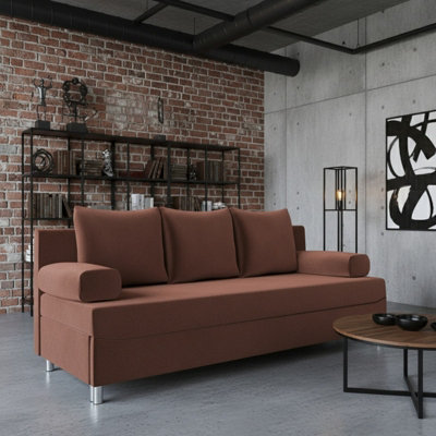 Dover Sofa Bed With Fold Out Sleeping Function Storage Upholstered Modern Design Includes Cushions Orange from B&Q