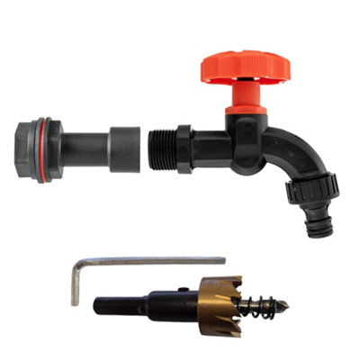 Rainwater Tank Extension Kit 1/2" BspBlack Dial TapNutWashers And 21mm Hss Hole Saw from B&Q