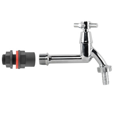  - 1/2" Water Butt Kit With 1/2" Bsp Male-To-Female Adaptor And Extended Chrome-Plated Brass Tap (Includes 1/2" Hose Barb)