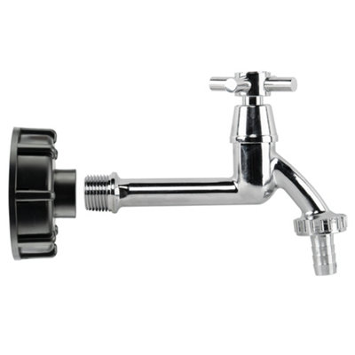 Ibc 2" S60X6 Lid With Integrated 1/2" Bsp Thread And Extended Chrome-Plated Brass Tap With 1/2" Hose Tail from B&Q