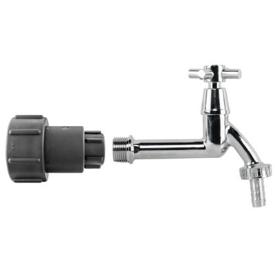 Ibc Adapter 2" S60X6 To 1/2" Bsp Kit With Extended Chrome Brass Lever Tap And 1/2" Hose Barb from B&Q