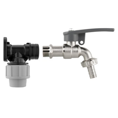 20mm Mdpe Wall Flange SetLever Tap With 1/2" Bsp Hose Barb And Side Lock from B&Q