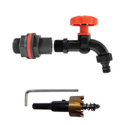 3/4" Bsp Water Butt Connector Kit With 1/2" Pp Tap And 27mm Hss Hole Saw - from B&Q
