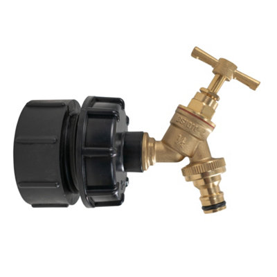 Ibc 2" Bspf To S60X6 Adapter Cap Kit With 1/2" Bspf Reducer Cap And Brass Quick-Connect Bib Tap from B&Q