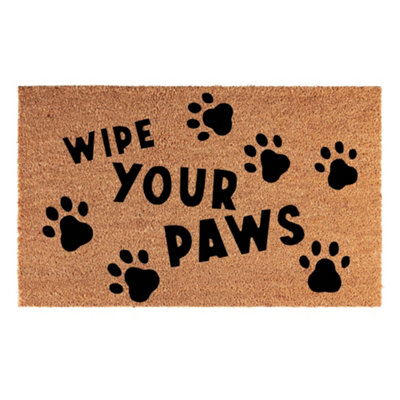 Entrance Mat 60 X 40 Cm"wipe Your Paws" Coir DoormatRubber BackingRustic Style from B&Q