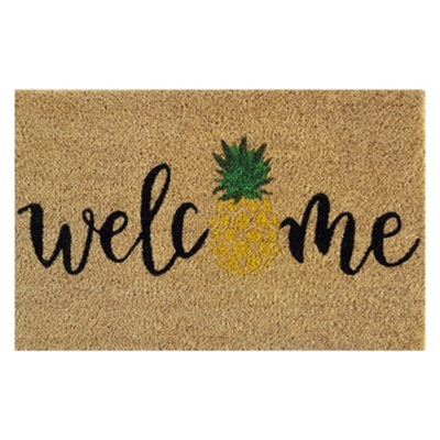  - 60Cm X 40Cm Coir Door Mat With 'welcome' DesignRubber BackingIndoor Outdoor