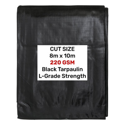 L-Grade Black/silver Tarpaulin 8M X 10M Heavy-Duty 220Gsm With Grommets from B&Q