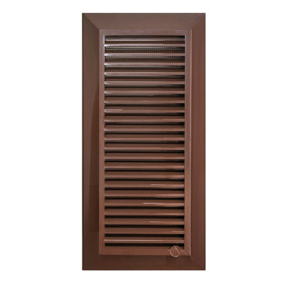Brown Duo Smart Louvre Vent 90mm X 240mm With Insect MeshPlastic Rectangular Grille from B&Q