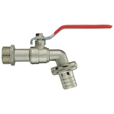 Zinc Nickel-Plated Garden Lever Tap 1/2" Bsp Male Inlet 1/2" Hose Barb from B&Q