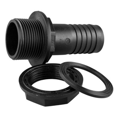 1/2" Bspm X 1/2" Barbed Tank Connector With Nut And WasherPlasticFor Water Butts And Storage Tanks from B&Q