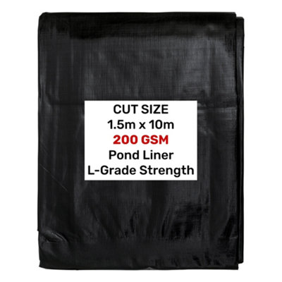 L-Grade Garden Pond Liner 200Gsm 1.5M X 10M Flexible Uv-Resistant Heavy-Duty Cut Size from B&Q