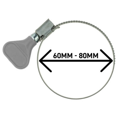  - A2 Adjustable Worm-Drive Hose Clamp With Butterfly Key Grip 9mm Band 60mm-80mm
