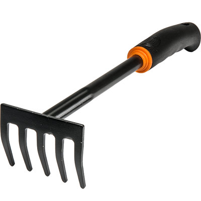 De Luxe 5-Tooth Garden RakeSteel Hand Rake With Ergonomic Handle9 Cm Working Width