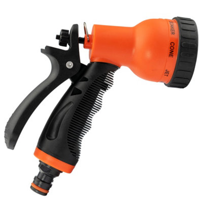  - Eco-4480 8-Pattern Hose Gun Water Sprayer With Click-Lock Quick Connect And Trigger LockBlack/orange