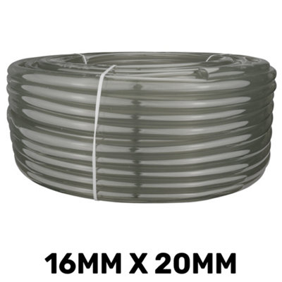 100M Pvc Semi-Transparent Grey Pipe 16mm Id X 20mm OdFood-Safe Flexible Pvc from B&Q