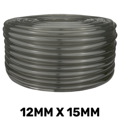 100M Pvc Semi-Transparent Grey Pipe 12mm Id X 15mm Od from B&Q