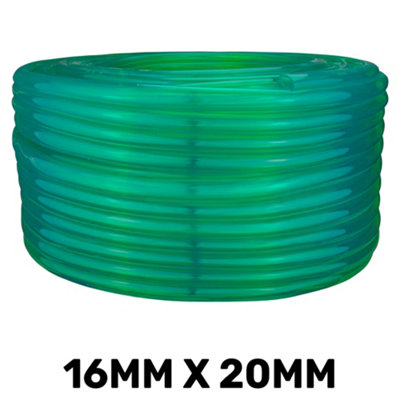 100M Pvc Semi-Transparent Green Hose 16mm Bore 20mm OdFood-SafeUv-ResistantFlexible from B&Q