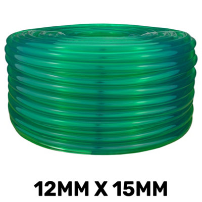 1M Pvc Semi-Transparent Green Hose 12mm Id X 15mm OdFood-Safe Flexible Pvc from B&Q