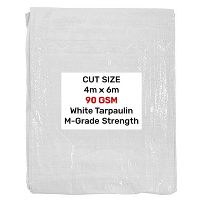 M-Grade White Tarpaulin 4M X 6M 90Gsm With Aluminium Eyelets from B&Q