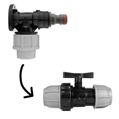 20mm Mdpe Wall Flange Kit With 1/2" Bsp Snap-On Male Coupling And Inline Valve from B&Q