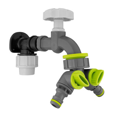20mm Mdpe Wall Flange Set Including Pp Bib Tap And Two Way Tap Splitter  Pn10 Bsp from B&Q