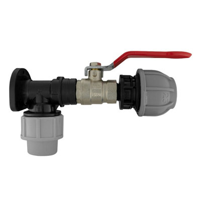 20mm Mdpe Wall Flange Kit With Nickel-Plated Brass Lever Valve And 25mm Mdpe Connector from B&Q