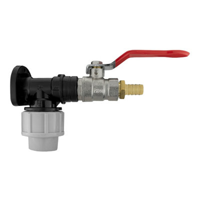20mm Mdpe Wall Flange Tap Connector Set With Nickel Plated Brass Lever Valve And Barb Outlet from B&Q