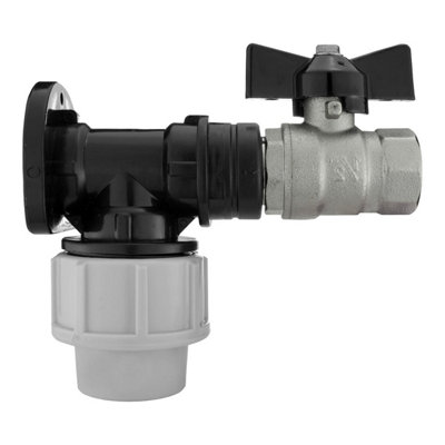 20mm Mdpe Wall Flange Kit With Bsp Nickel Plated Brass Bib Butterfly Valve from B&Q