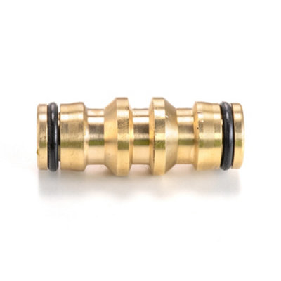  - Brass Dual Male Snap-On Connector For Garden Hose And PlumbingQuick Click-Lock Fitting1 Pack