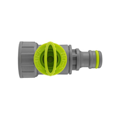 Lime-Coloured Snap-On Tap Adapter 3/4" Bsp Female Thread With Integral Valve And Click-Lock Quick Connect from B&Q