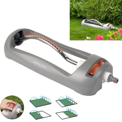 Classic Oscillating Lawn Sprinkler With White StripeQuick-Click ConnectorAdjustable Range Controls from B&Q