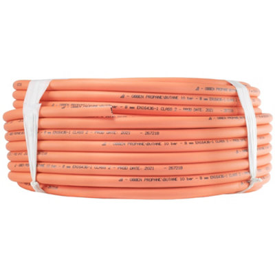 1M X 8mm Flexible Orange Rubber Gas HoseTriple-Layer Flame-RetardantEn16436 Compliant from B&Q