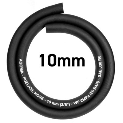 50M X 10 mm Braided Rubber Fuel And Oil Hose Nitrile Sae J30 R6  Up To +100C Black from B&Q