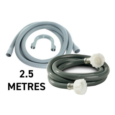 2.5M Replacement Hose Set For Washing MachinesPvc Waste And Inlet Hoses With 3/4" Bsp Female Thread And Washer from B&Q