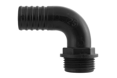 Pond Hose Elbow Fitting  2Bspm Thread 50mm Barbed Outlet 90Degrees Elbow from B&Q