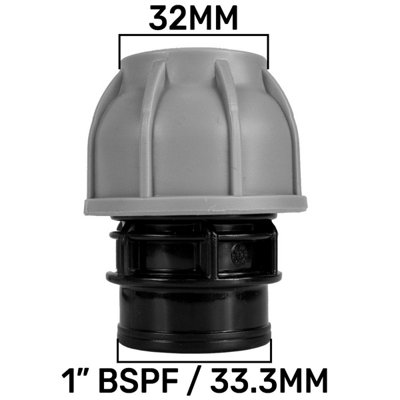 32mm Mdpe Straight Compression Coupling To 1" Bsp FemalePn10Mdpe from B&Q