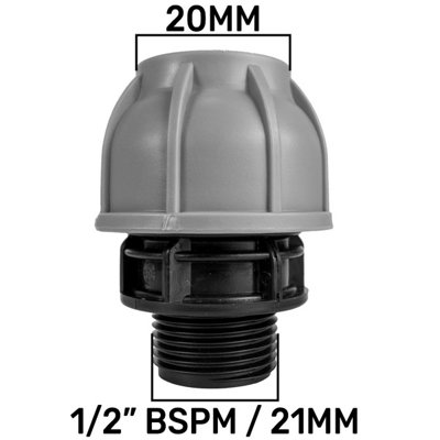 20mm Mdpe Straight Coupling To 1/2" Bsp Male Pn10 Compression Fitting from B&Q