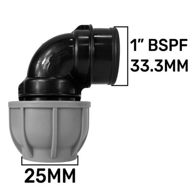 25 mm Mdpe 90Degrees Compression Elbow With 1Bsp Female Thread  Pn10 from B&Q