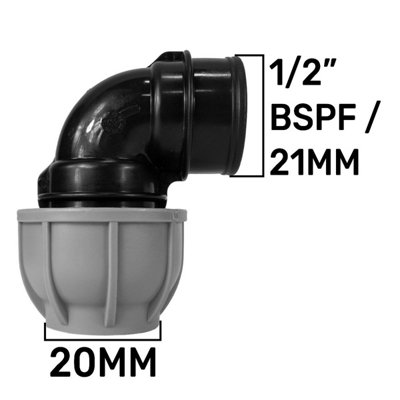 20 mm Mdpe 90Degrees Compression Elbow To  Inch Bsp Female Thread Pn10 55 G from B&Q
