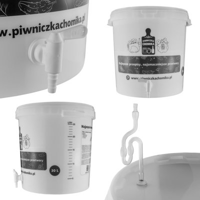 30L Homebrew Fermentation Bucket With Tap And AirlockFood-Grade PlasticVolume Markings from B&Q