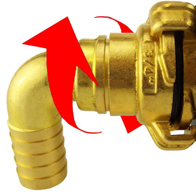  - 1 In Brass Swivel Elbow Geka-Type Claw Hose Adapter With 1 In Hose Barb Outlet